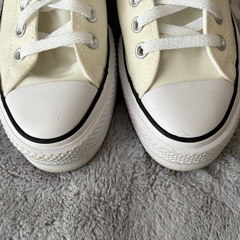 EUC Unisex Converse Cream Canvas All Star Lift Low Sneakers Size 6M/8W - Picture 5 of 8
